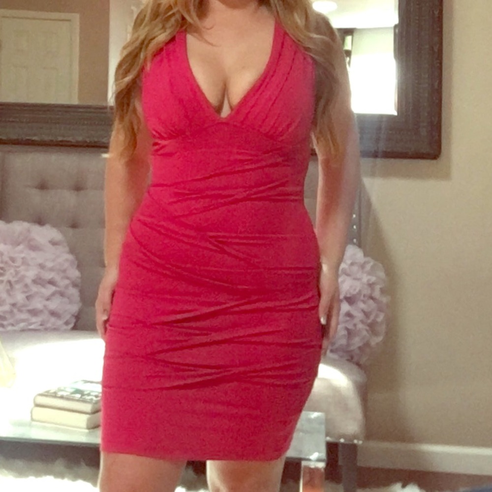 Super sexy pink bodycon mini dress.