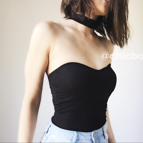 Rebel chic black choker bustier bodysuit .non slip - Picture 2 of 4