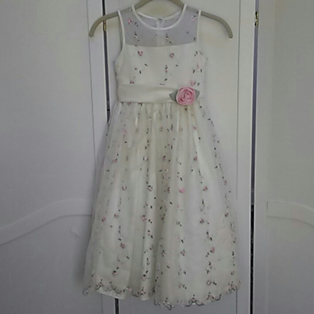 Cinderella White Floral Dress with Rose