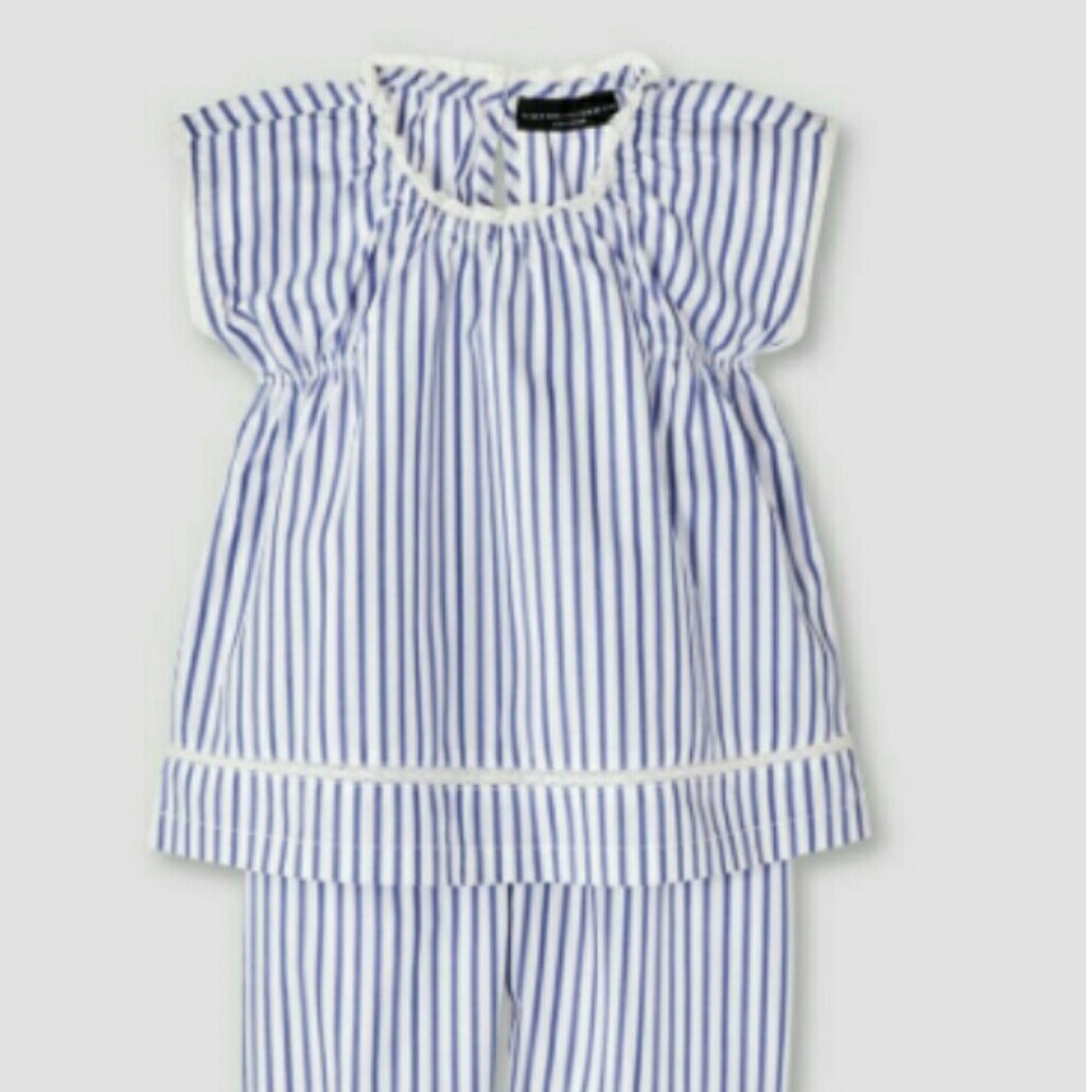 Baby Blue Stripe Poplin Tank Top and Capri Set