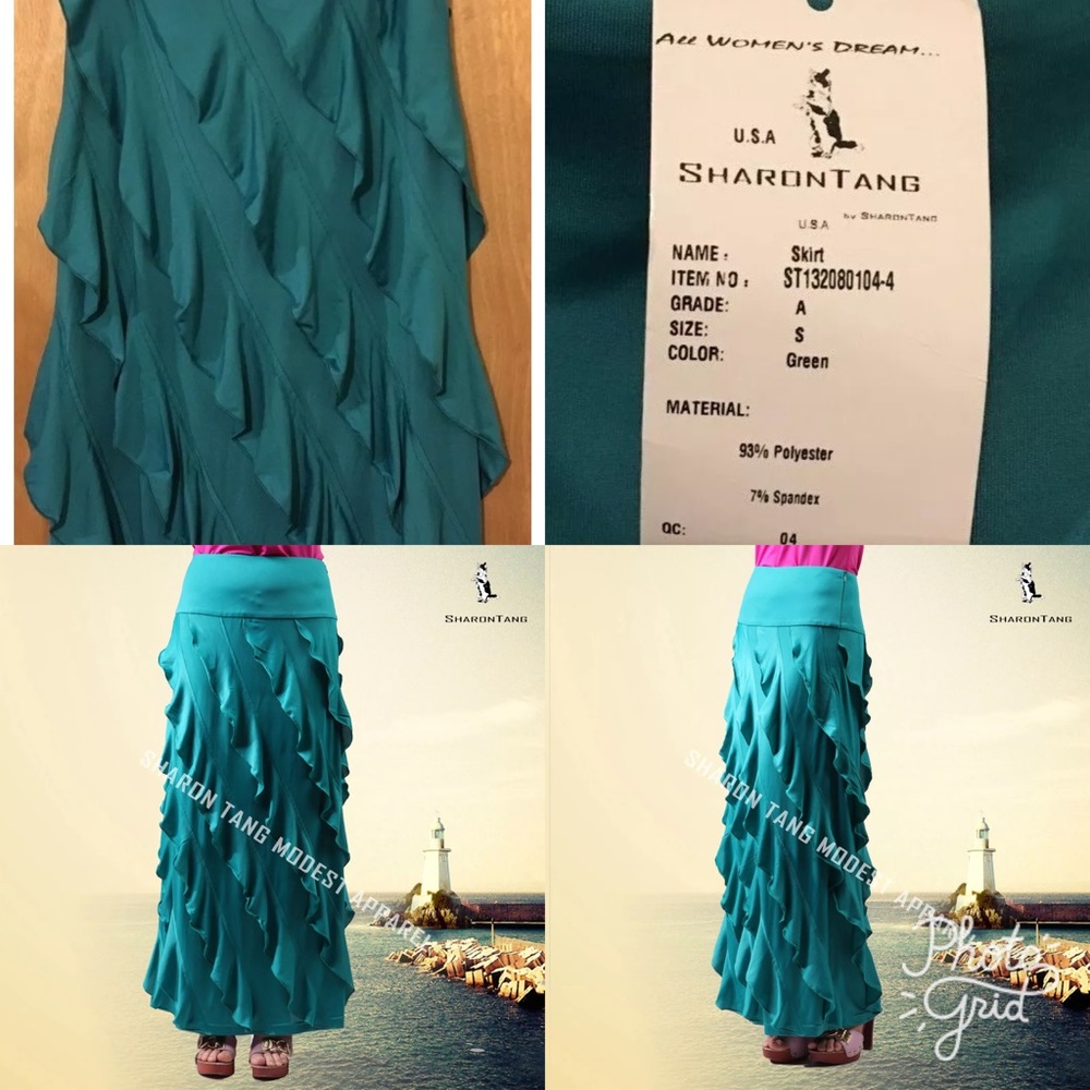 SALE!!Sharon Tang ruffle skirt•Green/teal