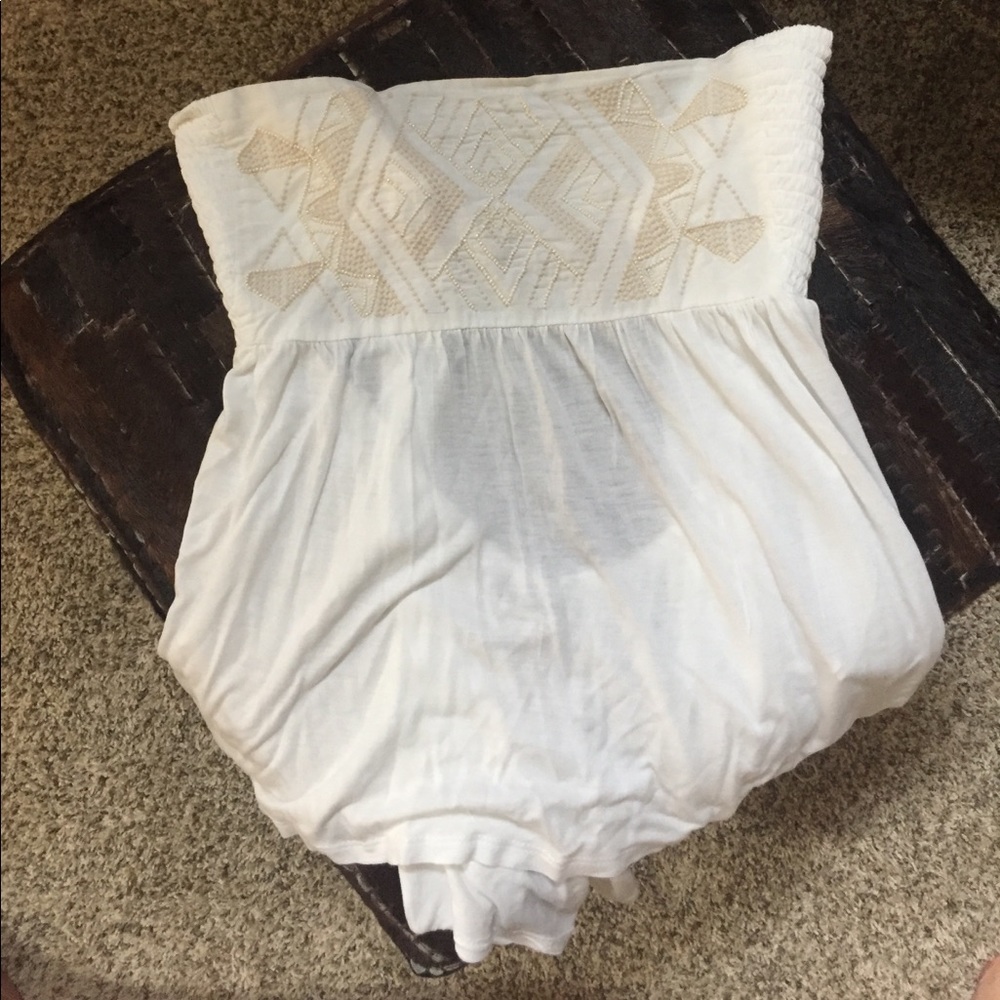 White Strapless beaded top