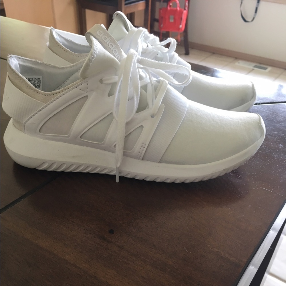All white addidas shoe