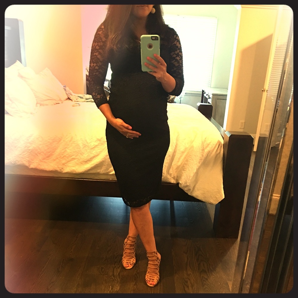 Black lace maternity dress, size 6