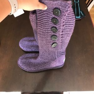 UGG purple knit high boots
