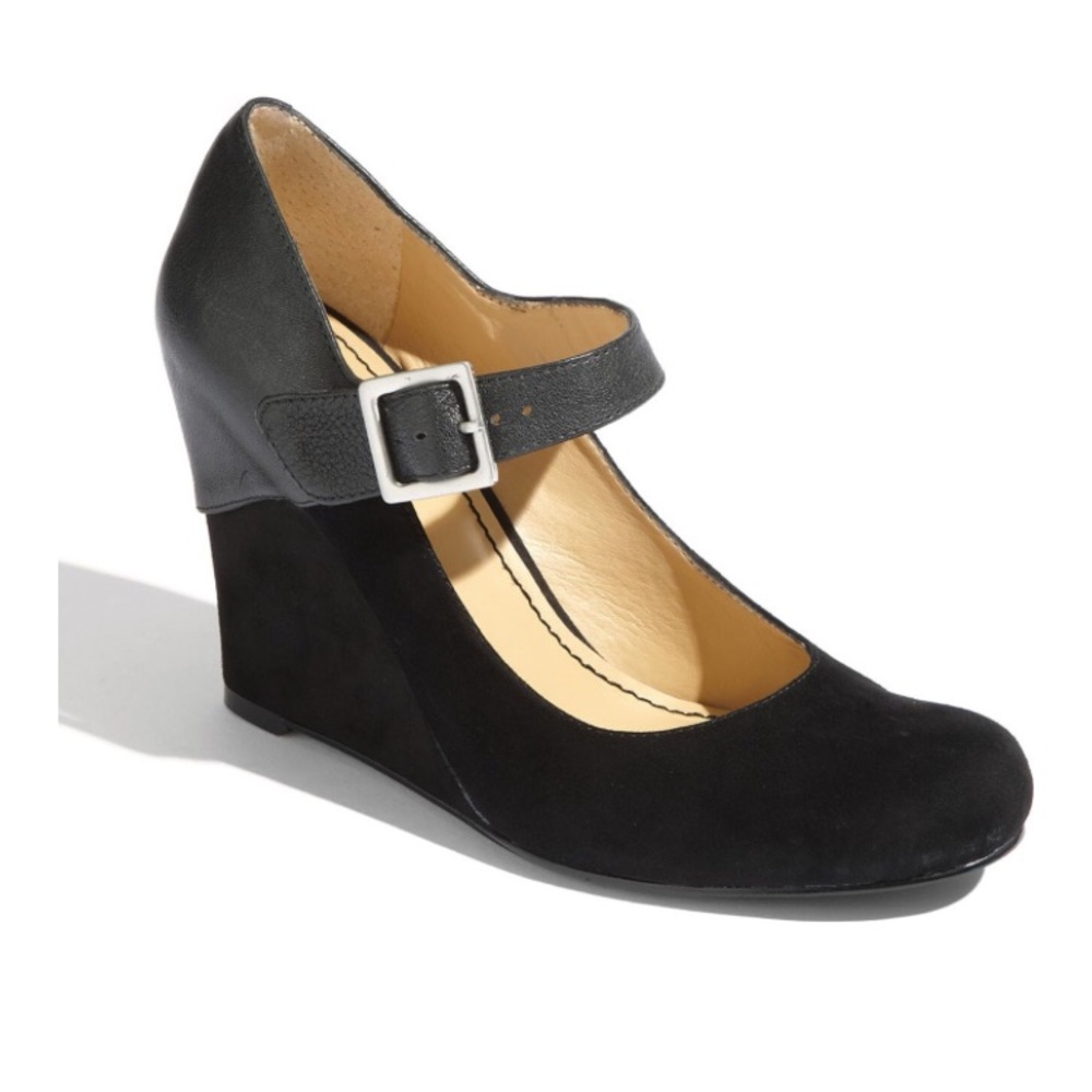 Nine West Leather and Suede Mary Jane wedges
