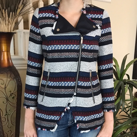 Zara Jackets & Blazers - Zara Aztec Print Faux Leather collar jacket