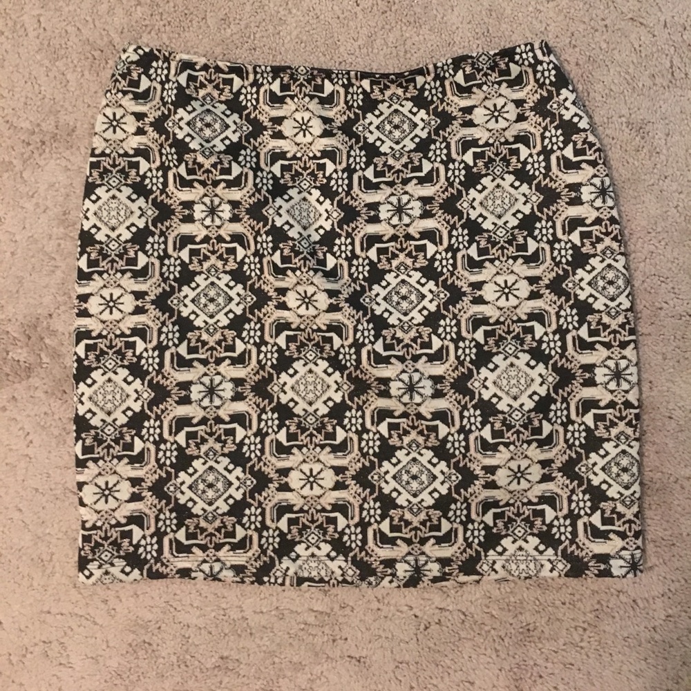Black, Cream, & pink Aztec Skirt