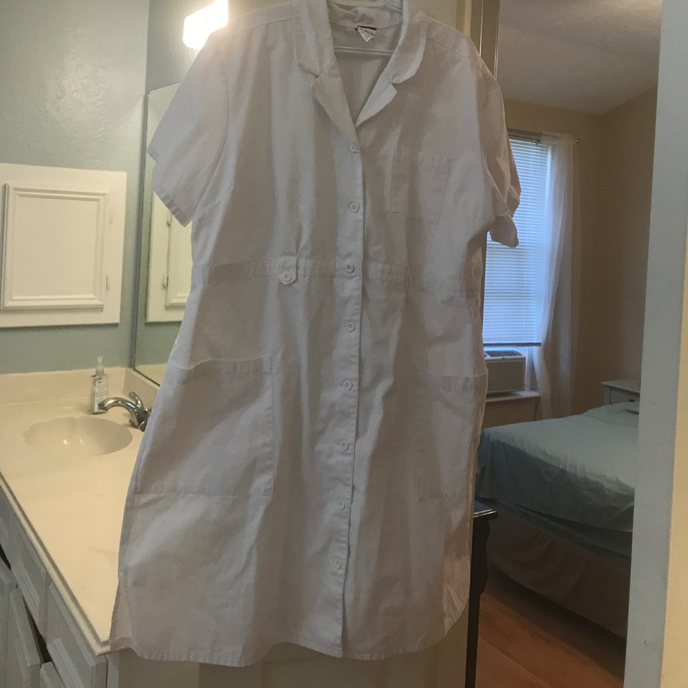White pinning ceremony/ scrub dress