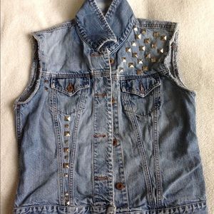 Studded jean jacket/vest