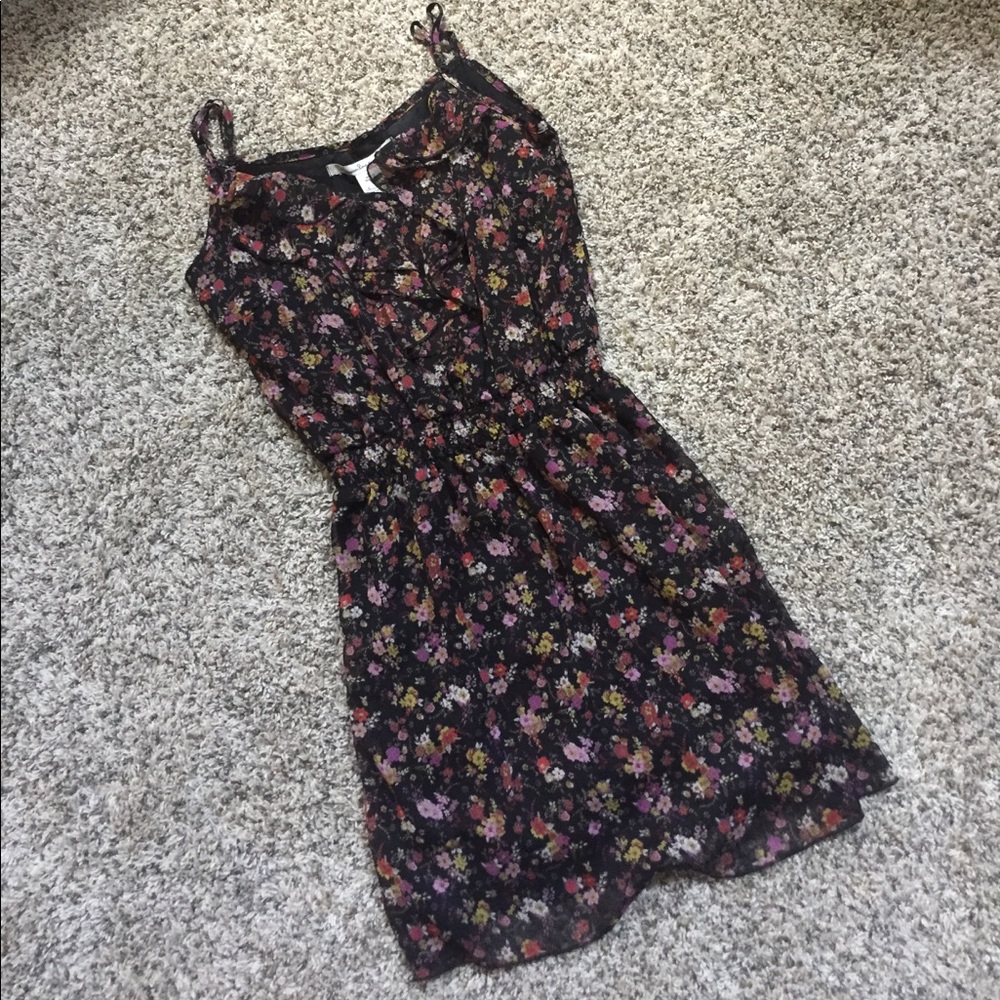 Black Floral Print Dress