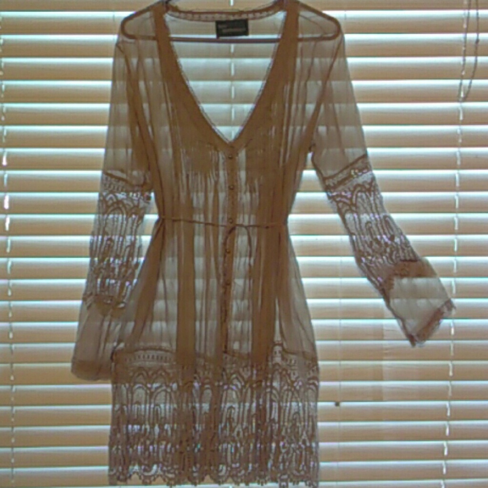 Silky sheer rayon dress with cotton embroidery