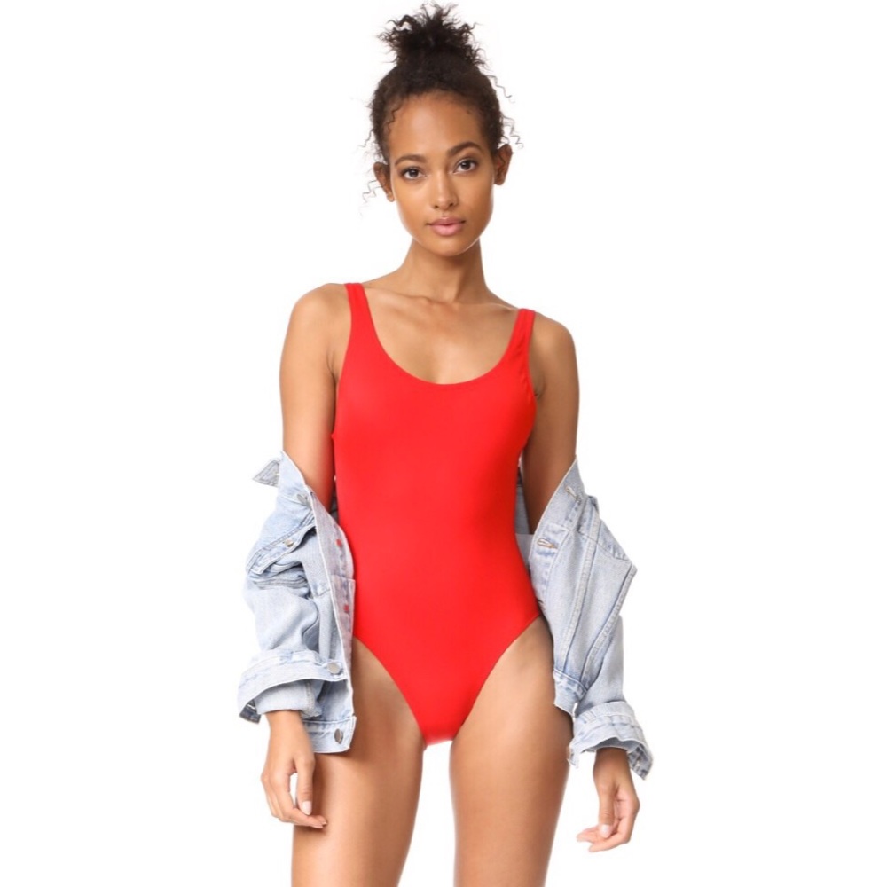 One piece signature scoop back in cherry BNWT
