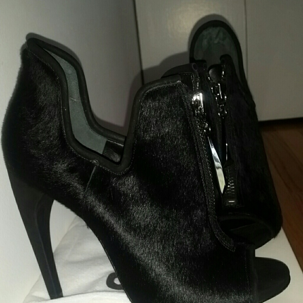 Calf hair ankle booties