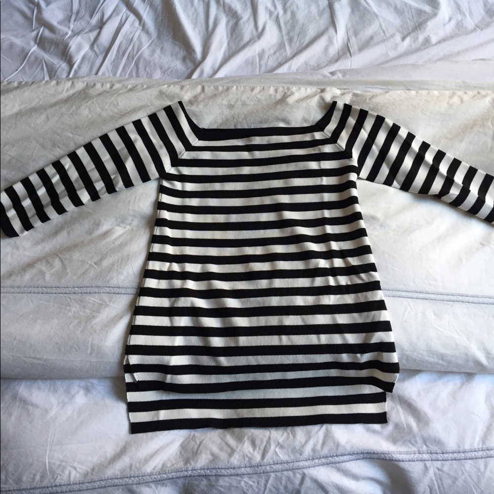 Black and white striped off the shoulder shirt