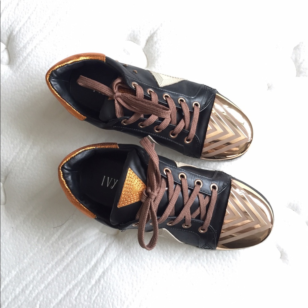 Ivy Kirzhner 18k Gold Plated Leather Sneakers
