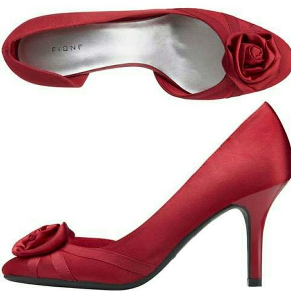 Fioni Shoes - FIONI Red Kate Flower D'ORSAY Pump