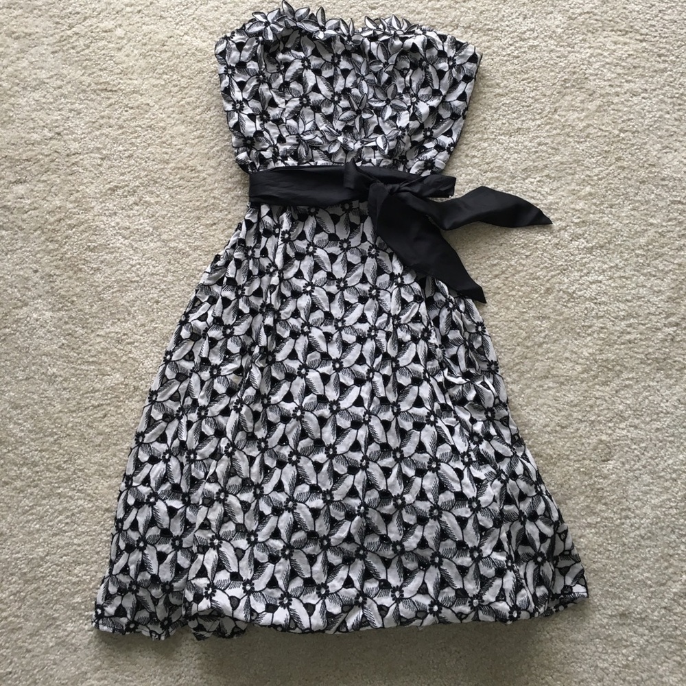 Black and white floral party dress