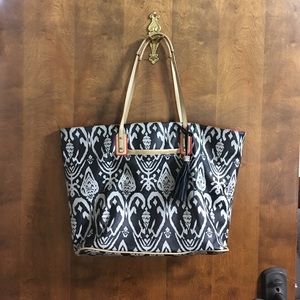 Stella & Dot La Totale Espresso Ikat Tote