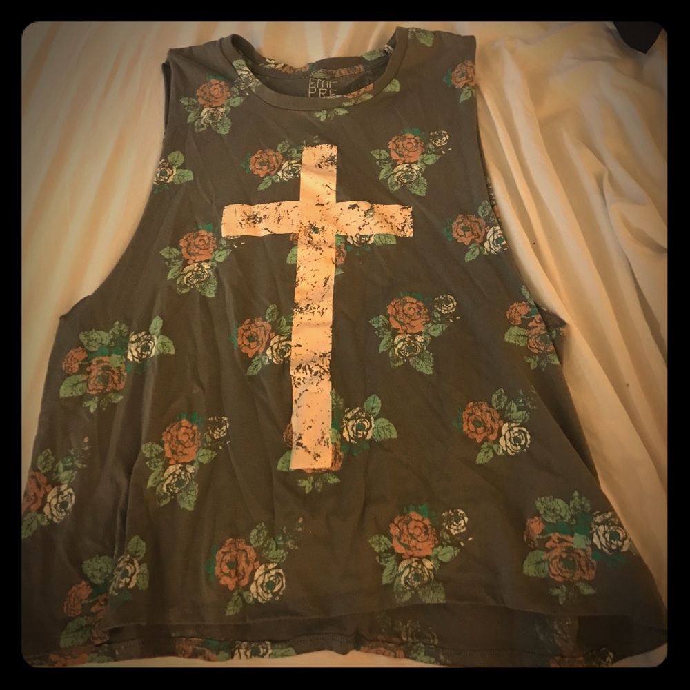 Rose and cross tank top