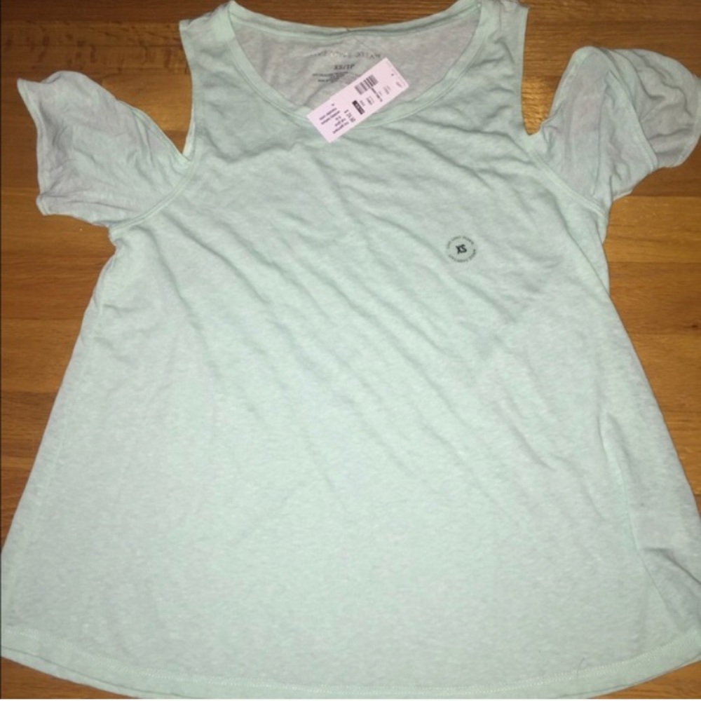 Off the shoulder mint green top