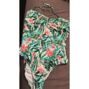 Floral print one piece bathing suit