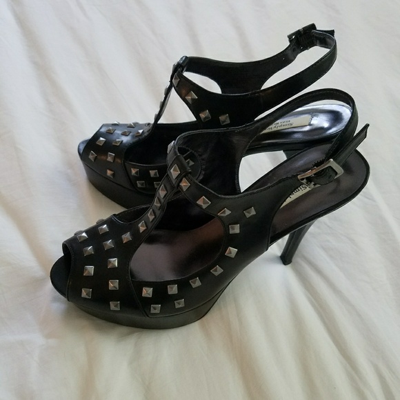 Simply Vera Vera Wang Shoes - Studded Black Peeptoe Heels