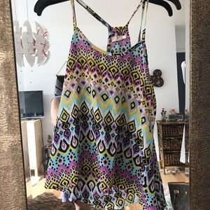 Print colorful Tank top flowy blouse