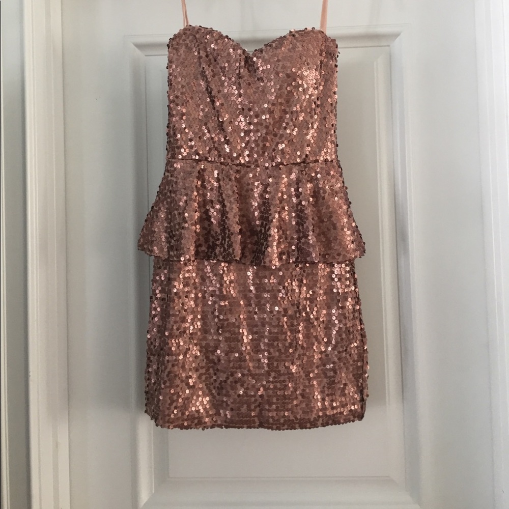 Rose gold mini dress