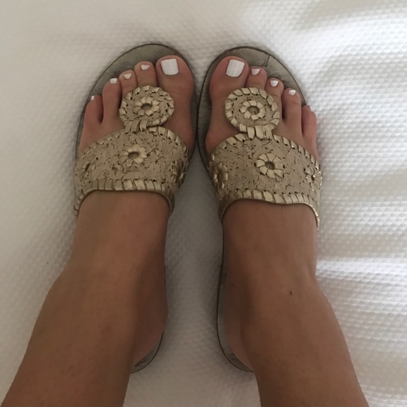 Jack Rodgers Cork Metallic/Gold Sandals - Picture 2 of 6