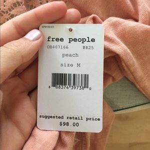 Free people peach boho top NWT