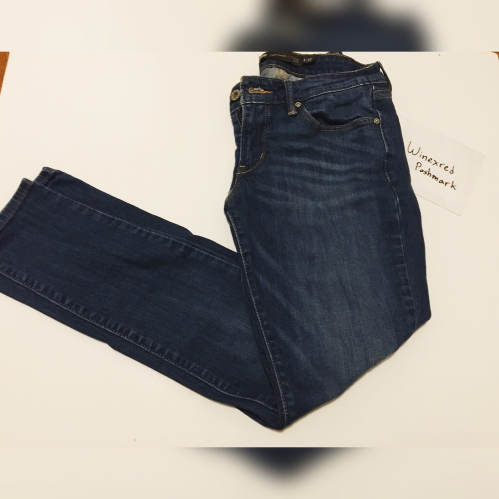 4/27 Midrise Skinny Demi Curve straight blue jeans
