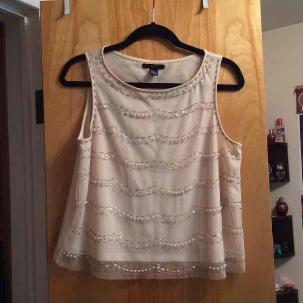 F21 Beaded Embellished Layered Tank Top Cami