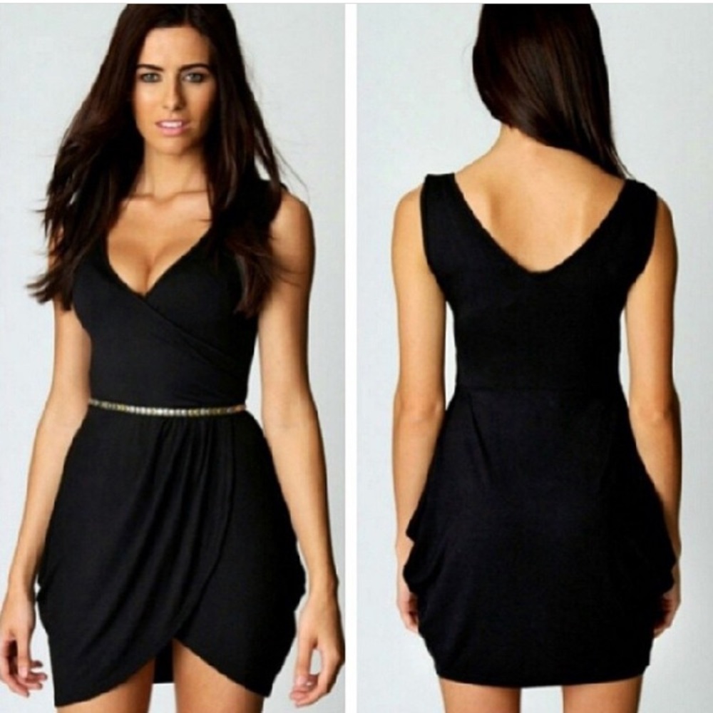 Black midi dress.
