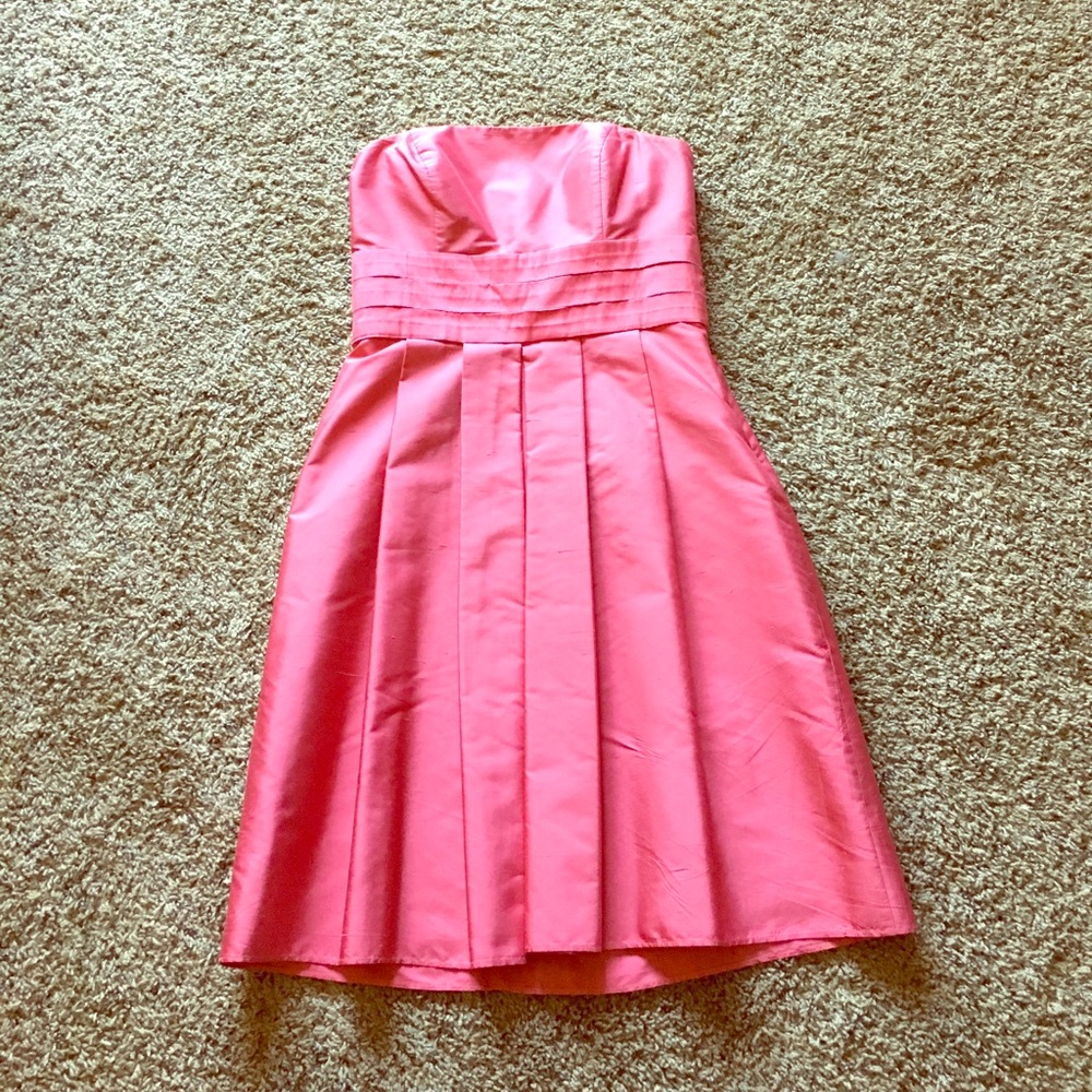 Pink Ann Taylor Strapless Silk Dress