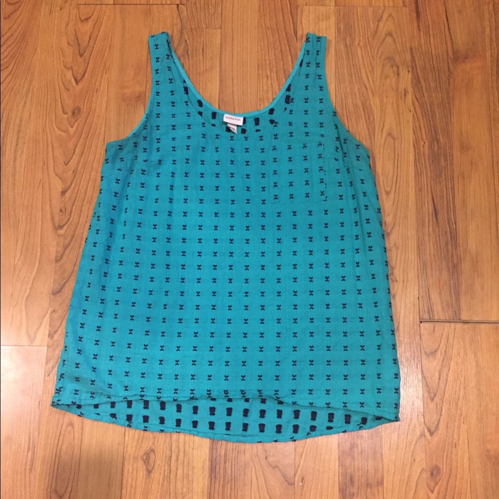 Green embroidered tank top
