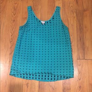 Green embroidered tank top