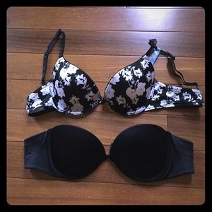 2 Aerie black bras! Size 34B. Floral bra is new!