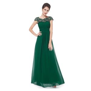 Emerald Green Lace Formal Dress