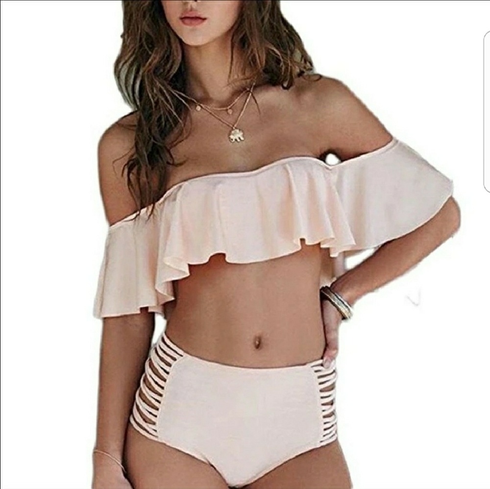 Sale! Off The Shoulder Ruffle Top Bikini Set - Picture 2 of 5
