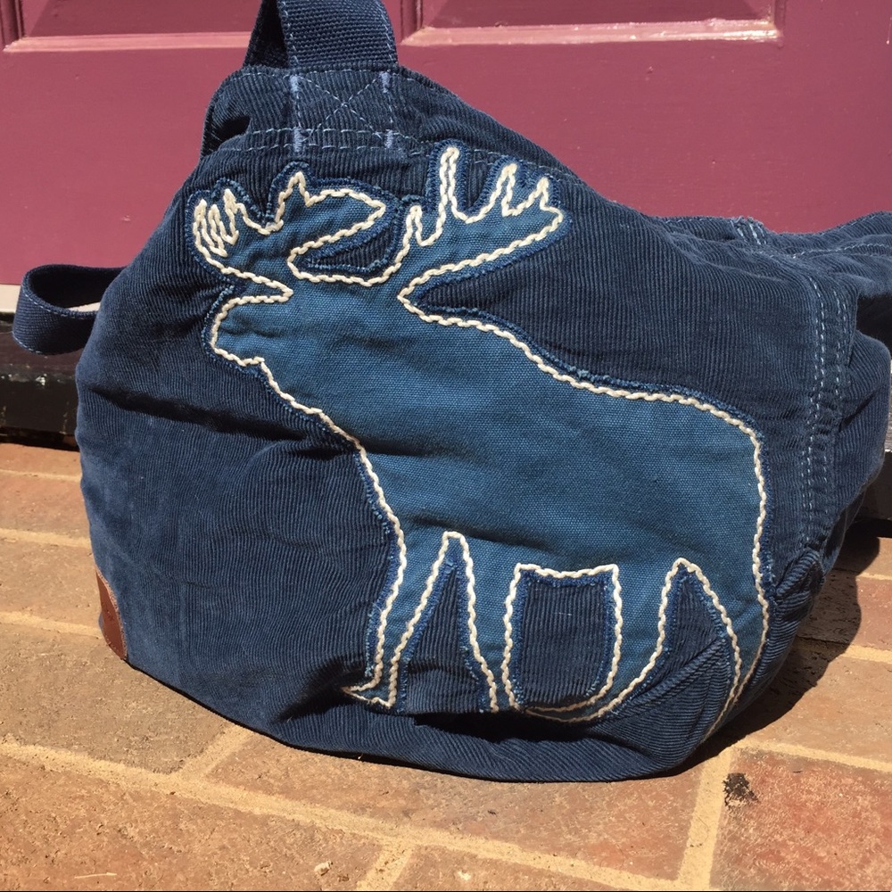 Abercrombie Navy Corduroy Logo Tote Bag