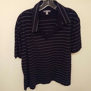 Men's Black and White Striped Polo NWT XL