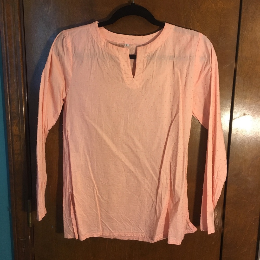 Peach Swiss Dot Cotton Blouse