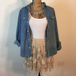 Zara Nude Sequined Skirt. Size Small.
