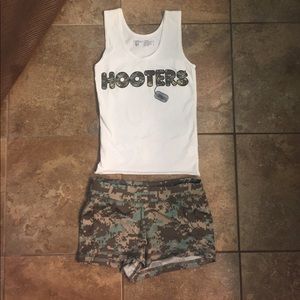 Hooters military style tank top and short set