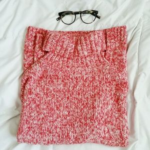 Old Navy Red and White Turtleneck Sweater
