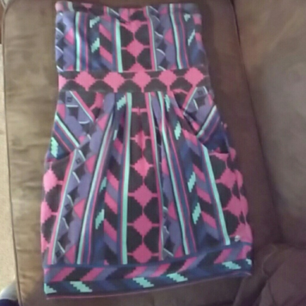 Aztec Print Strapless Billabong Dress