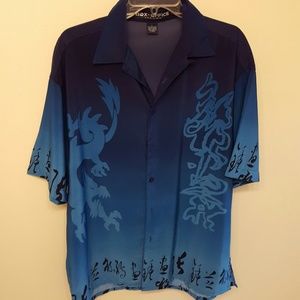 Button Down shirt L Ombre Asian Design