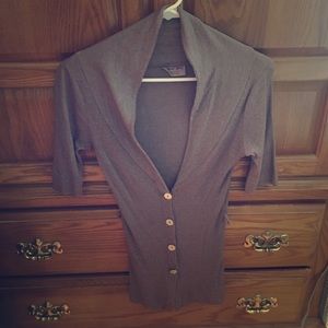 Michael Stars brown button up cardigan shirt.