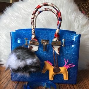 Jelly Bean Bag in Blue Sparkle